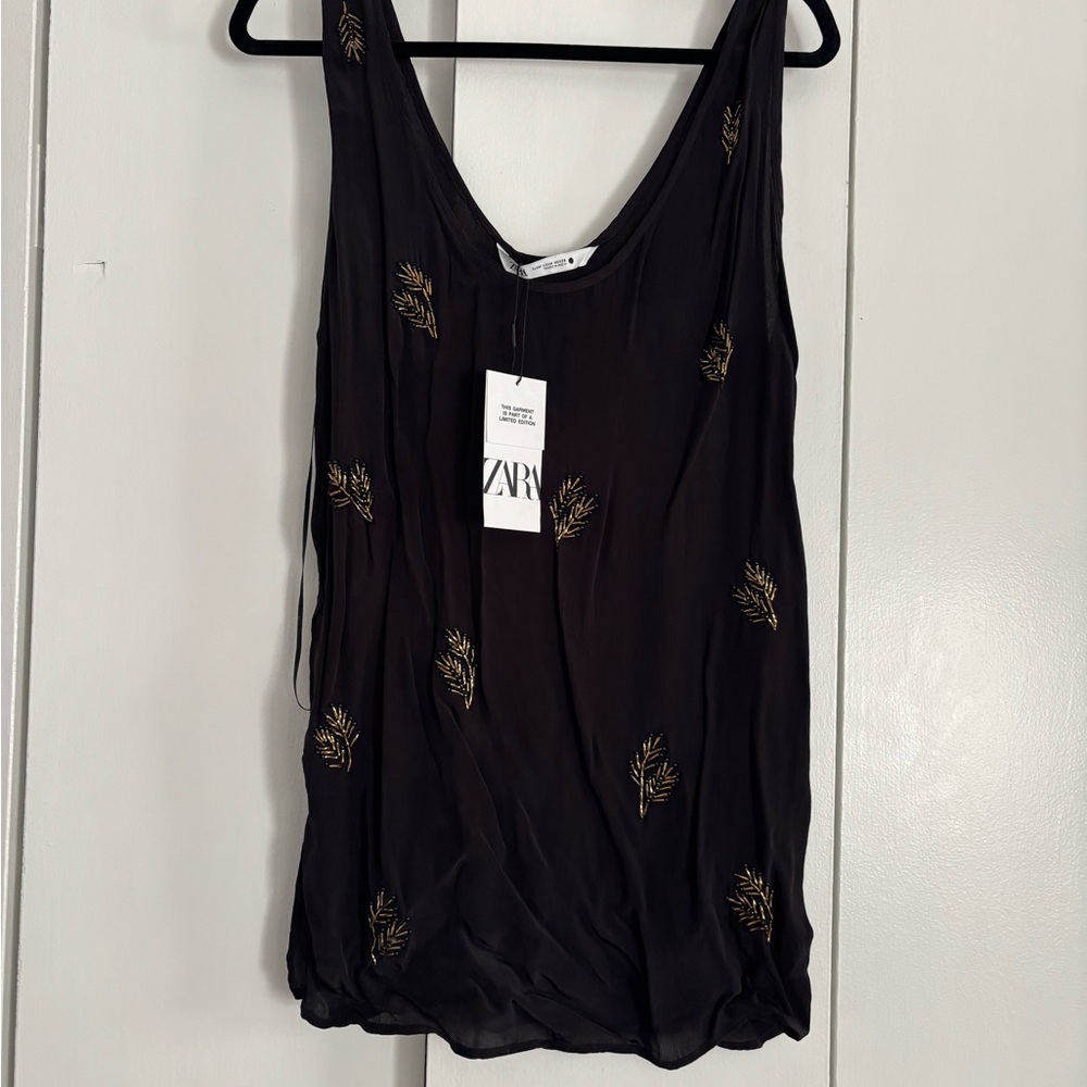Zara Black and Gold Sleeveless Tank Top